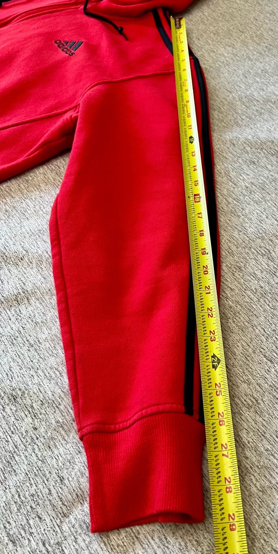 adidas Essentials 2- Stripes Fleece Hoodie - Red 4