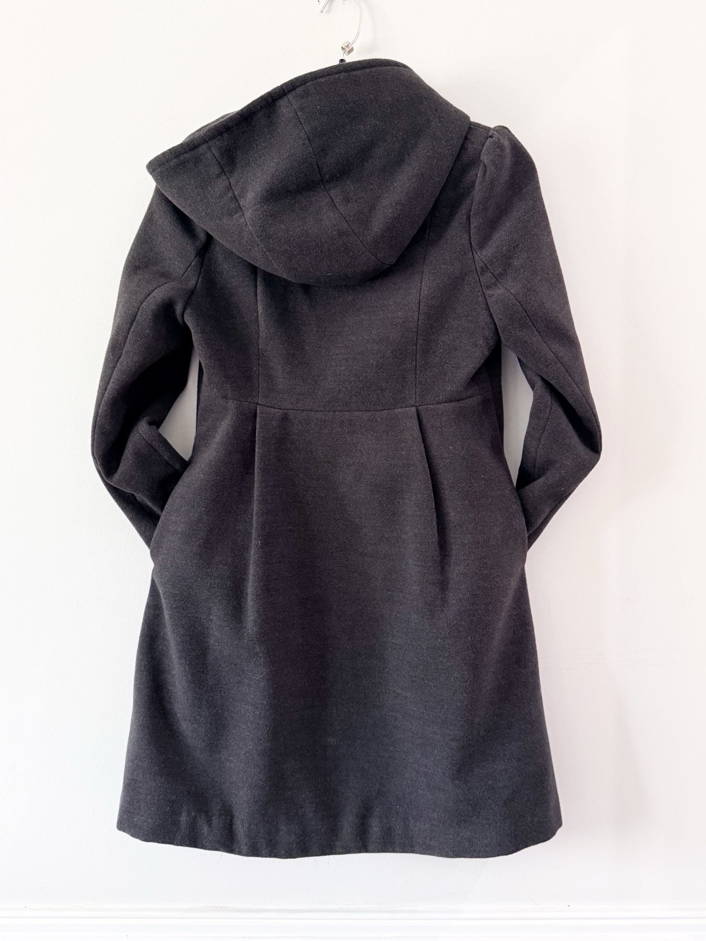 Rothschild Long Grey Hooded Faux Wool Rosette Buttons Dark Charcoal Girl's 14 5