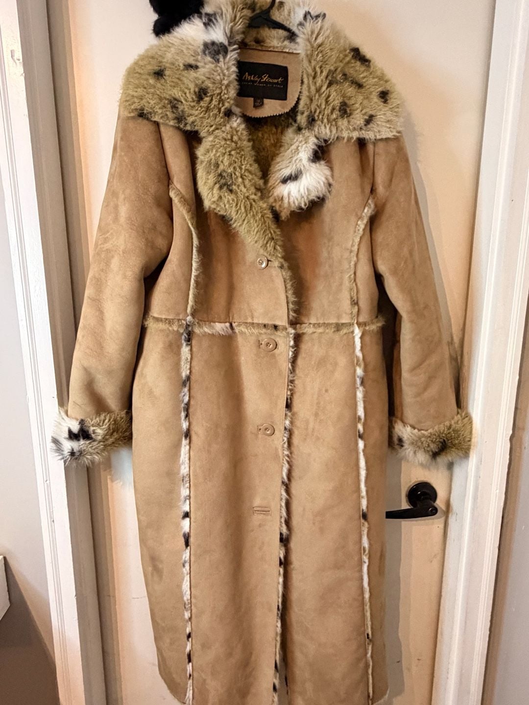 Ashley Stewart Faux Suede Coat Size 1X Brown Faux Fur Trim 2