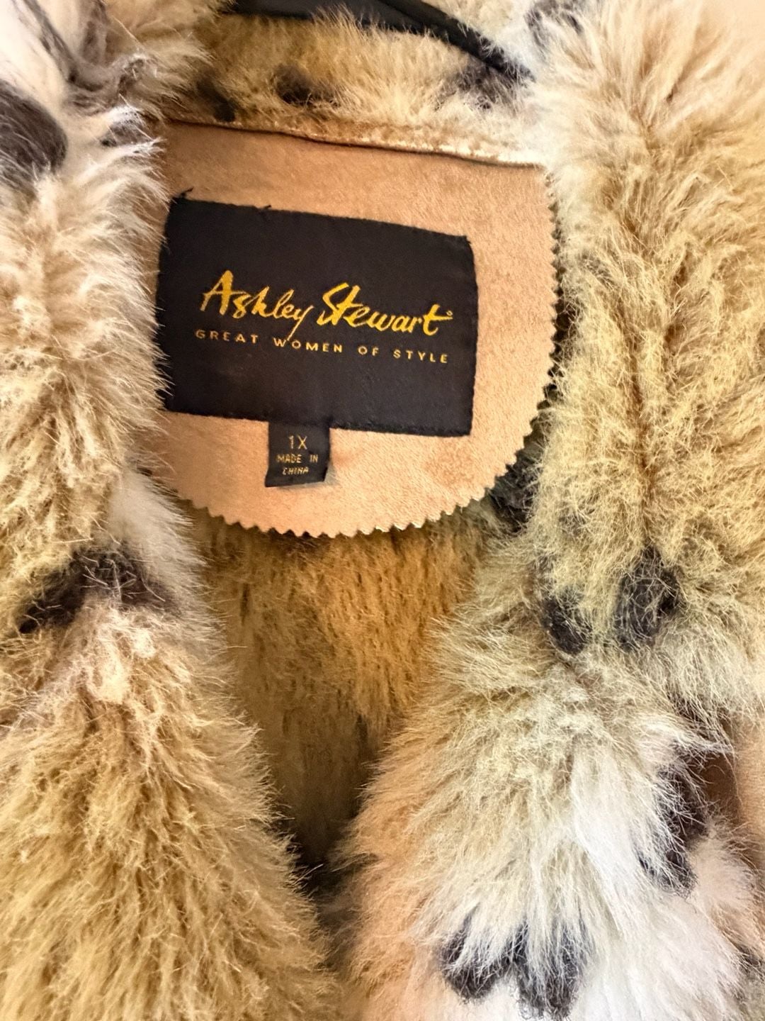 Ashley Stewart Faux Suede Coat Size 1X Brown Faux Fur Trim 3