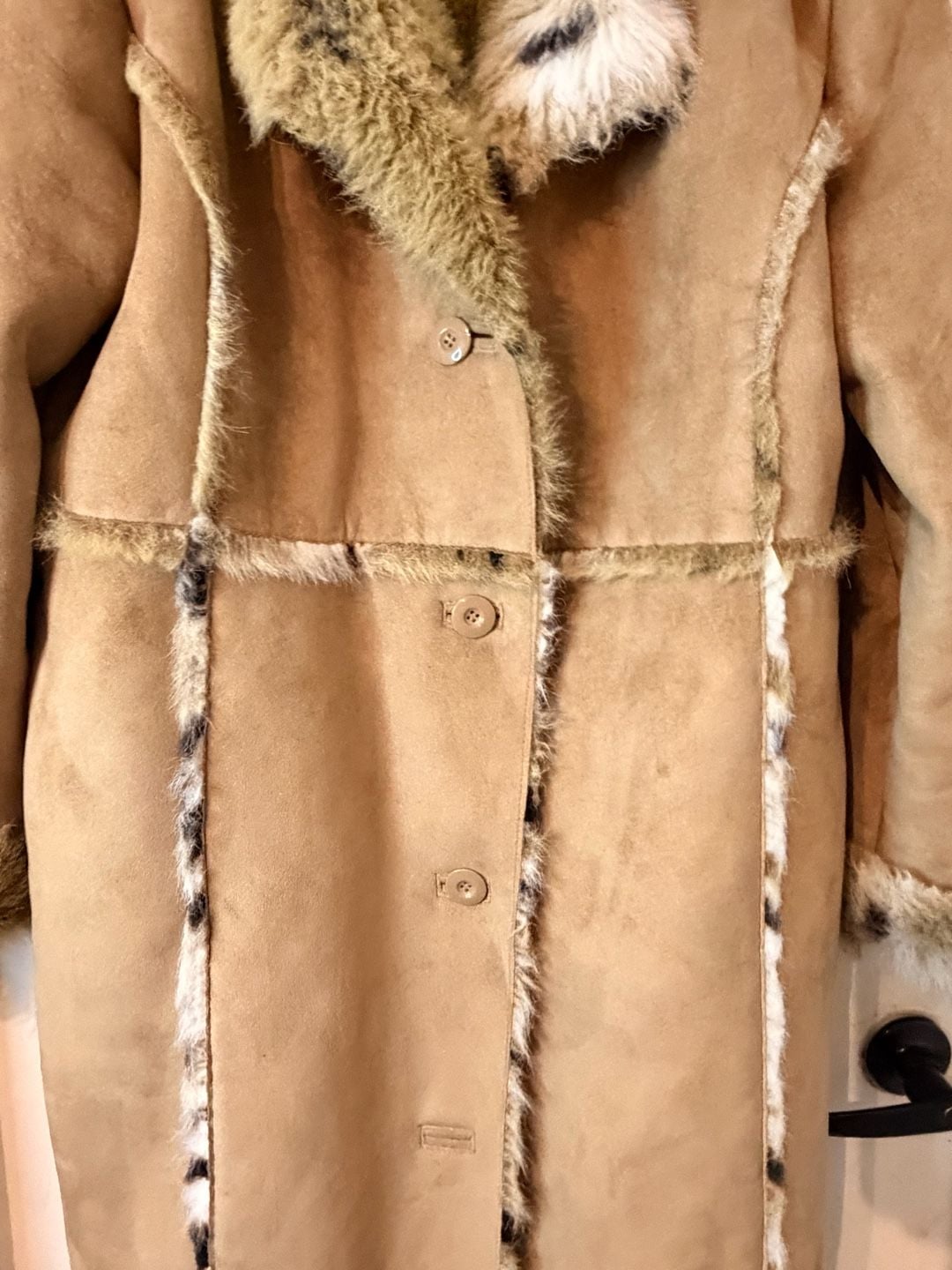 Ashley Stewart Faux Suede Coat Size 1X Brown Faux Fur Trim 6