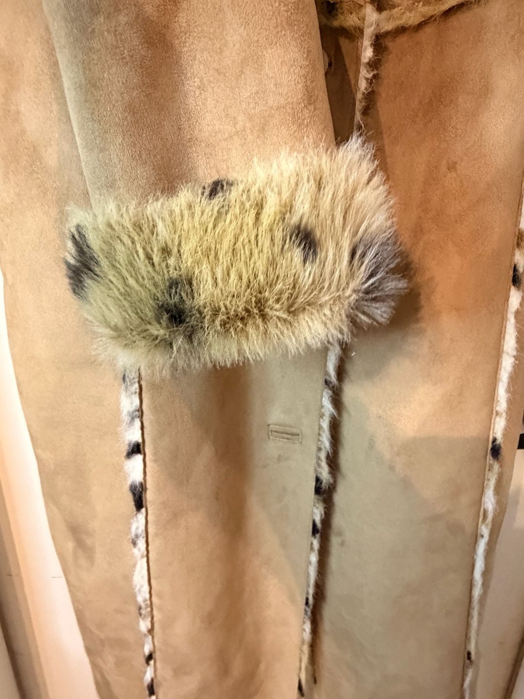 Ashley Stewart Faux Suede Coat Size 1X Brown Faux Fur Trim 7