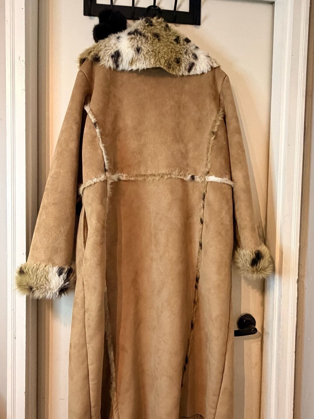 Ashley Stewart Faux Suede Coat Size 1X Brown Faux Fur Trim 8