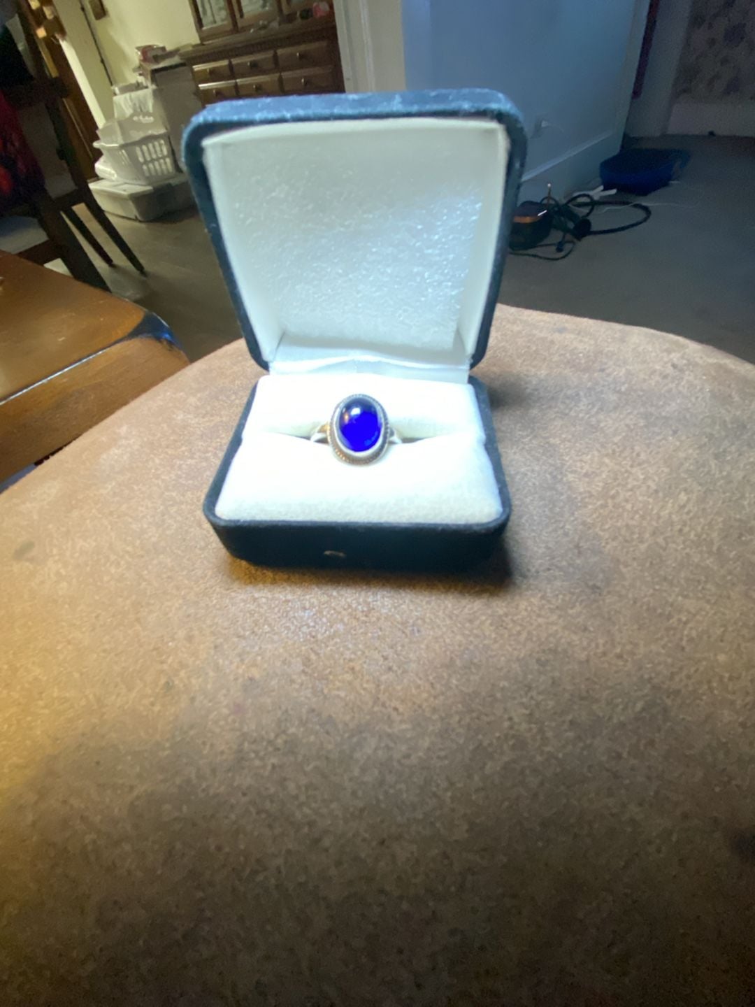 Sterling Silver Oval Blue Lapis Lazuli Ring with Rope Detail 2