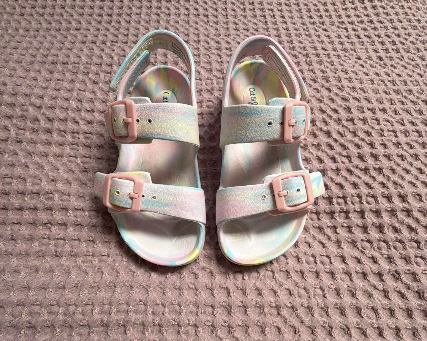 Cat & Jack Baylor Sandals Size 9 Pastel Multi Buckle 2