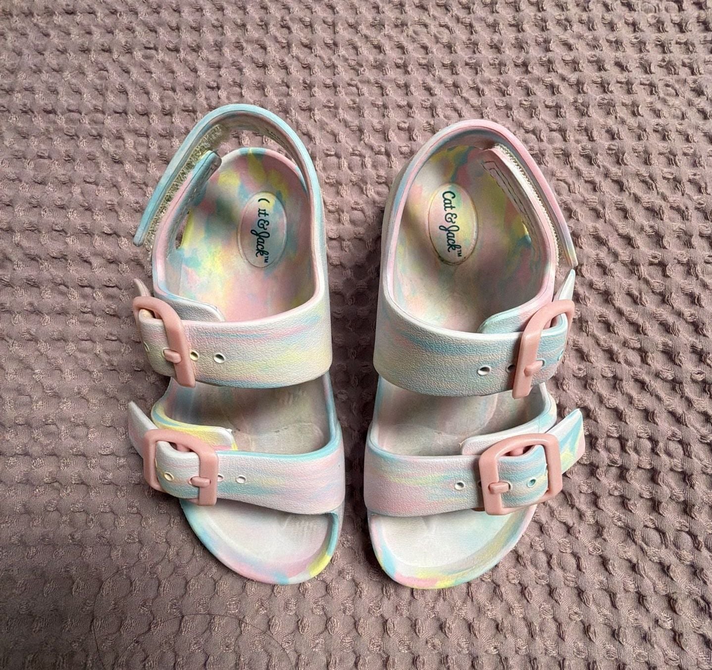 Cat & Jack Baylor Sandals Size 9 Pastel Multi Buckle 3