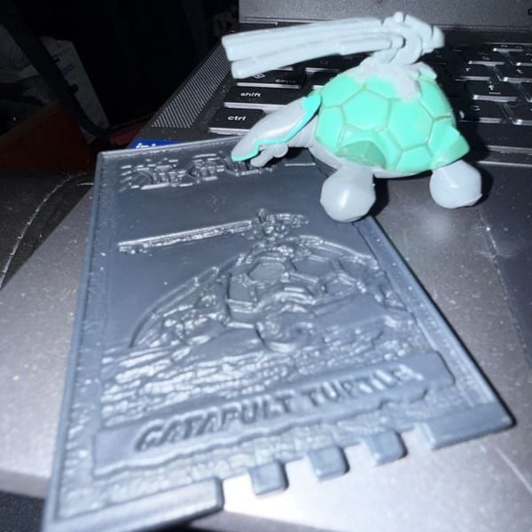 Yu-Gi-Oh! Catapult Turtle Figure and arena base Card