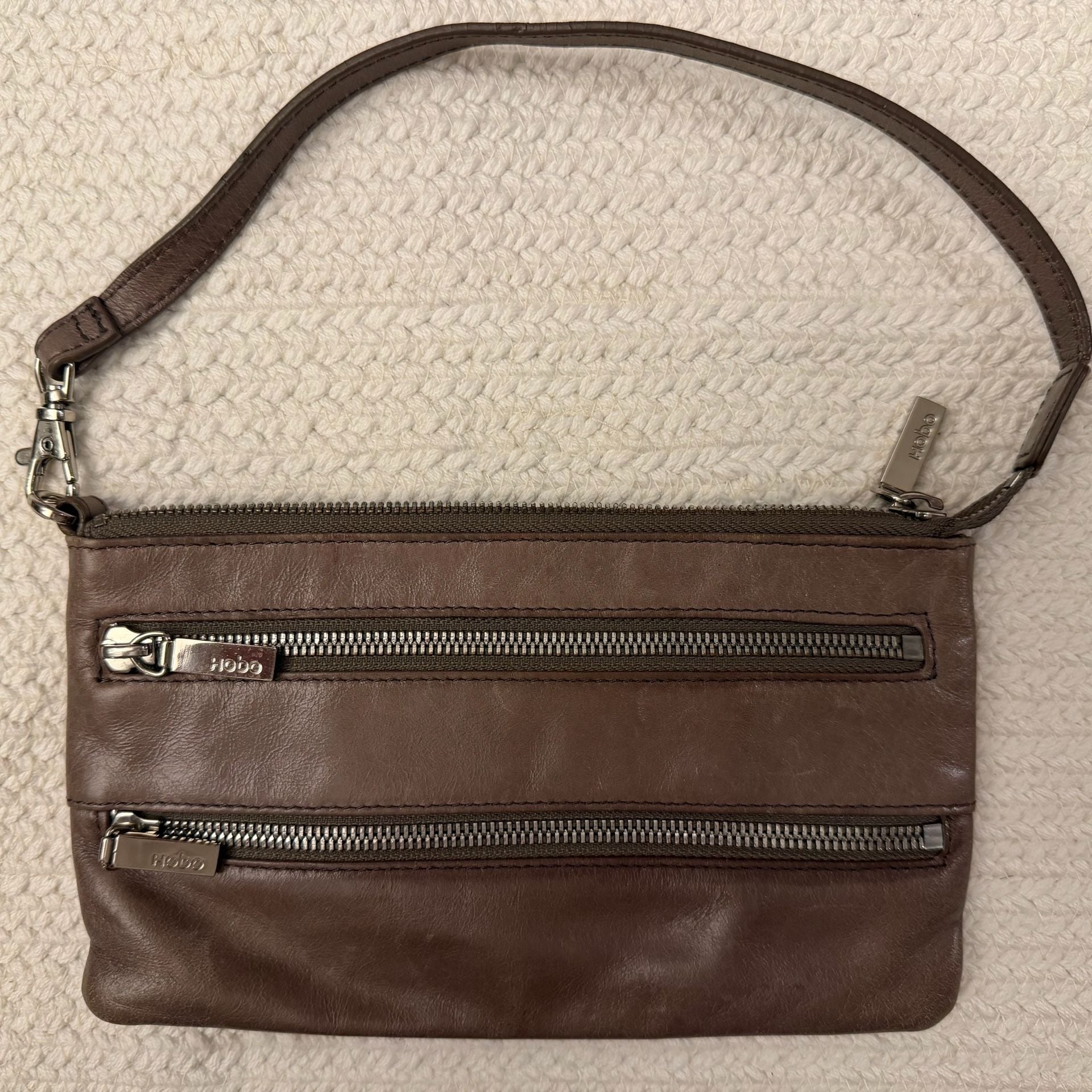 Hobo TaupeLeather Crossbody Bag Purse 2