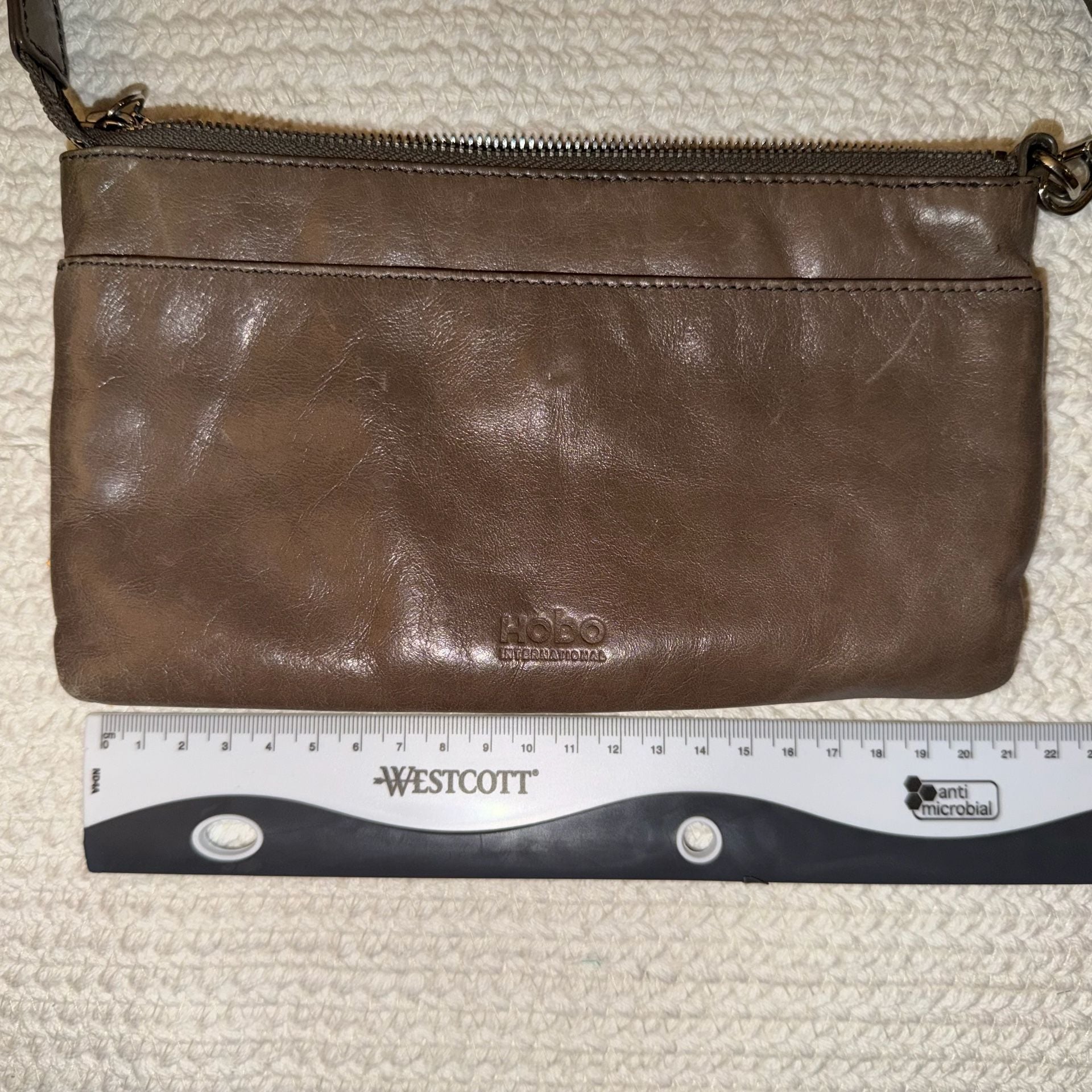 Hobo TaupeLeather Crossbody Bag Purse 9