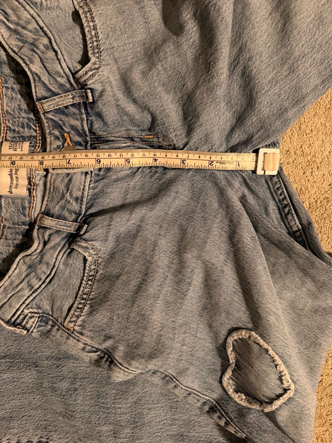 Abercrombie Kids Low Rise Baggy Jeans Size 13/14 Heart Patch Blue 7