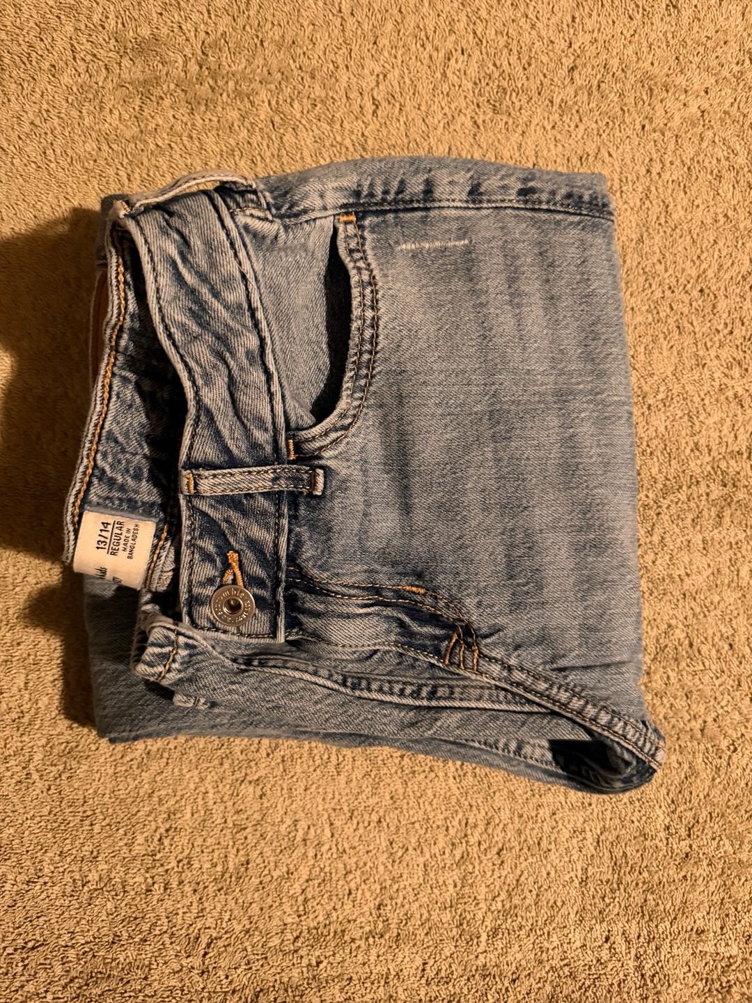 Abercrombie Kids Low Rise Baggy Jeans Size 13/14 Heart Patch Blue 14