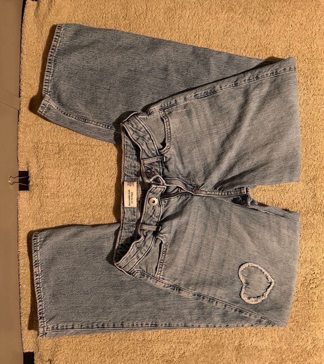 Abercrombie Kids Low Rise Baggy Jeans Size 13/14 Heart Patch Blue 2