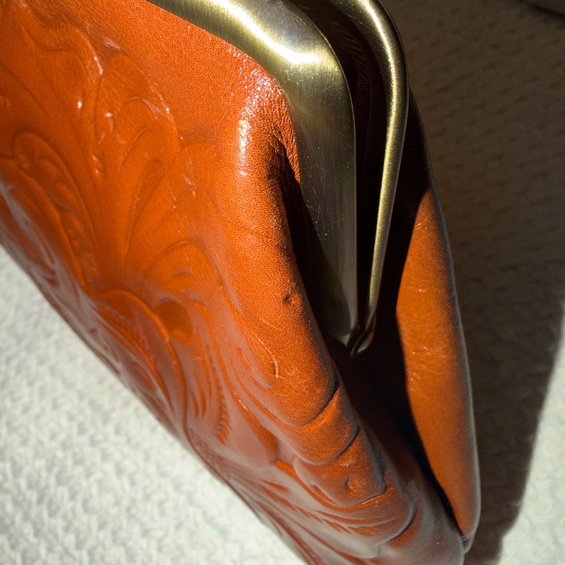 Patricia Nash Savena Tooled Leather Kiss-Lock Wristlet 13