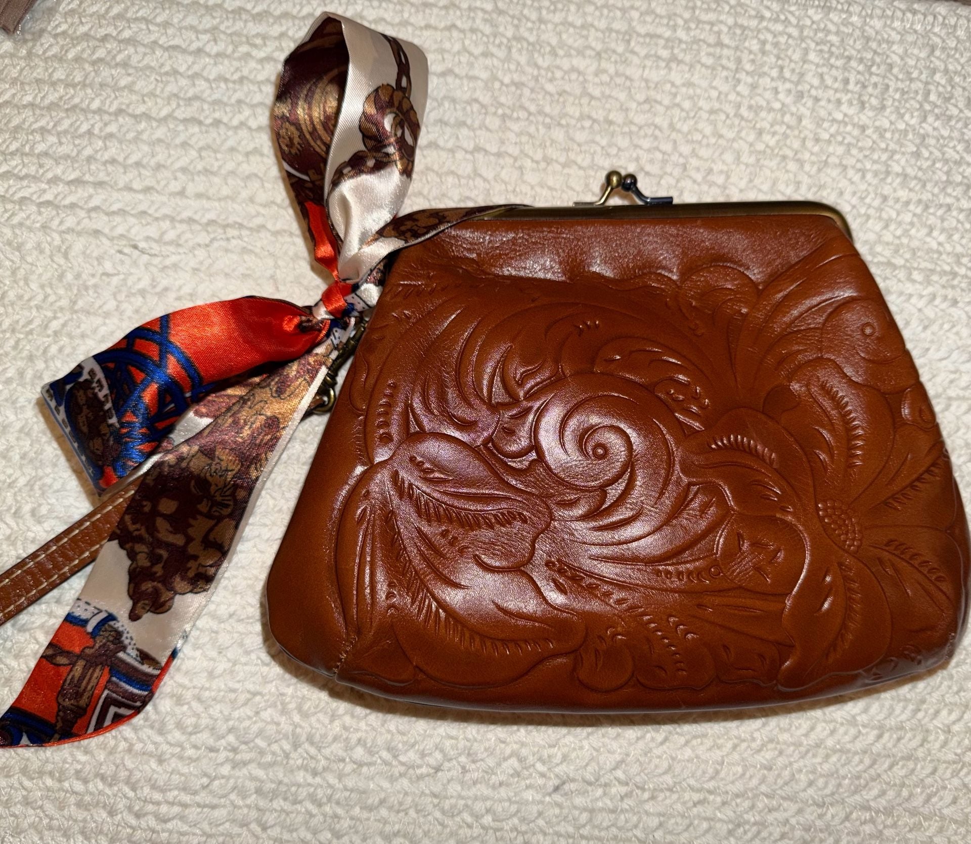 Patricia Nash Savena Tooled Leather Kiss-Lock Wristlet 15