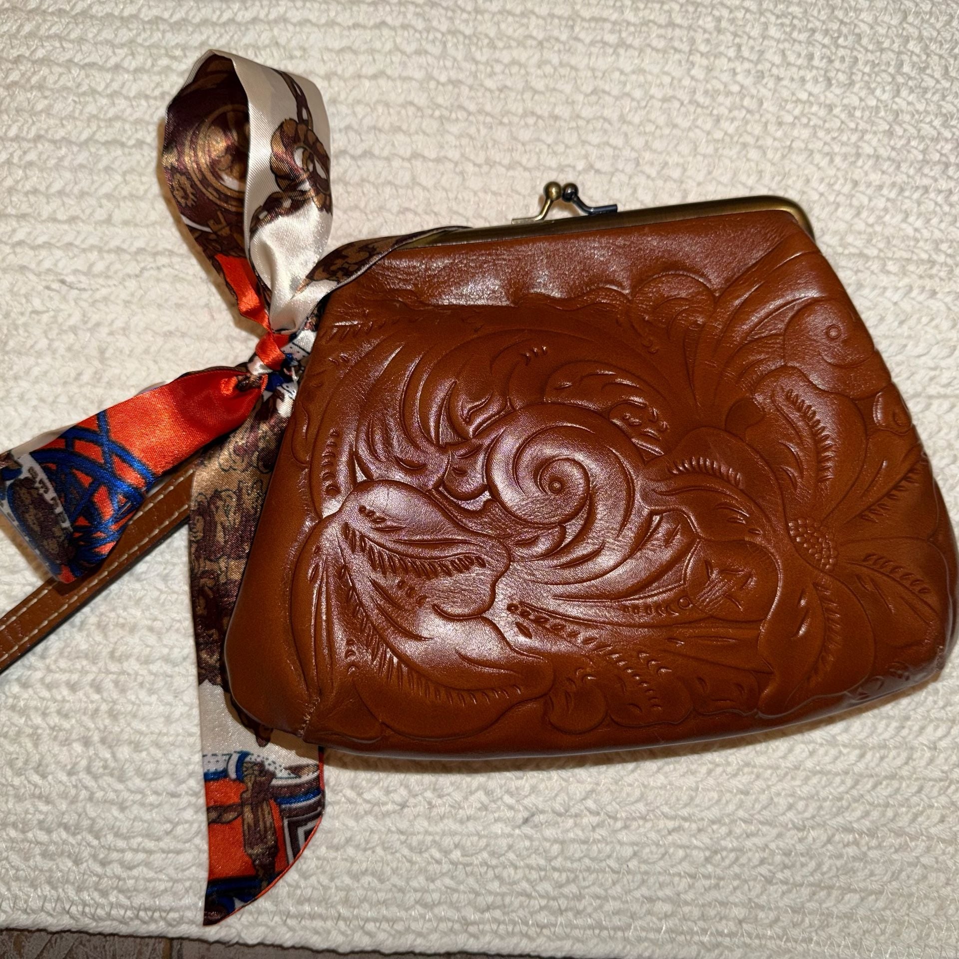Patricia Nash Savena Tooled Leather Kiss-Lock Wristlet 16
