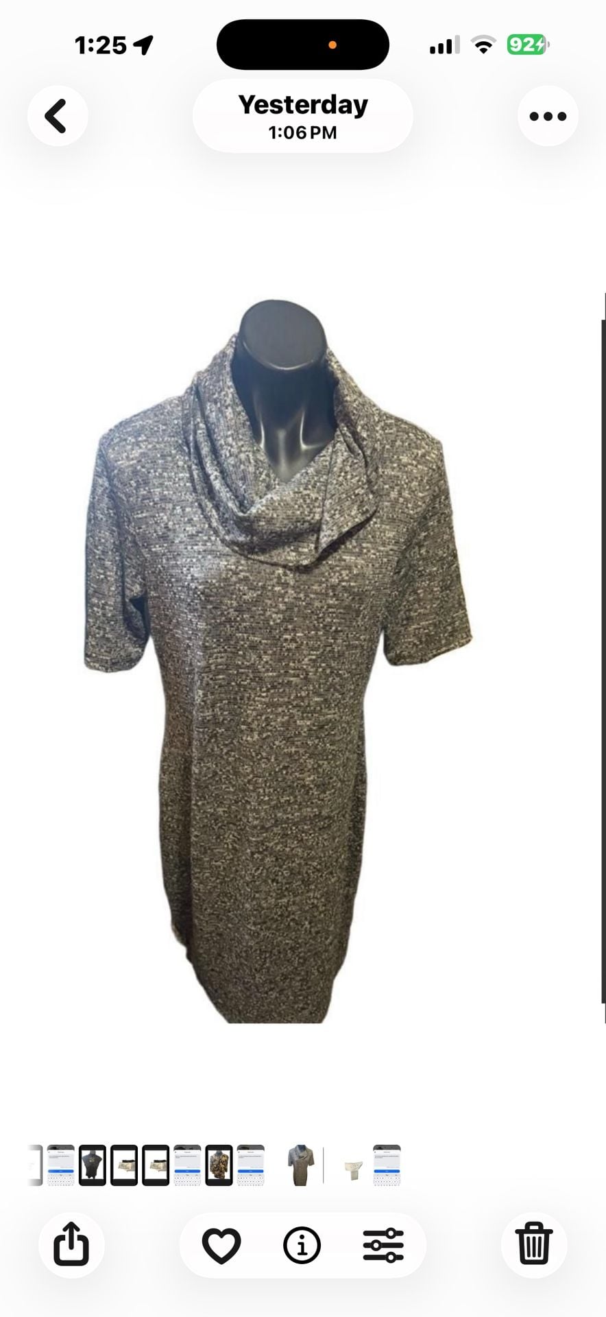 LOFT Cowl Neck Short Sleeve Knit Dress Size L Gray 2