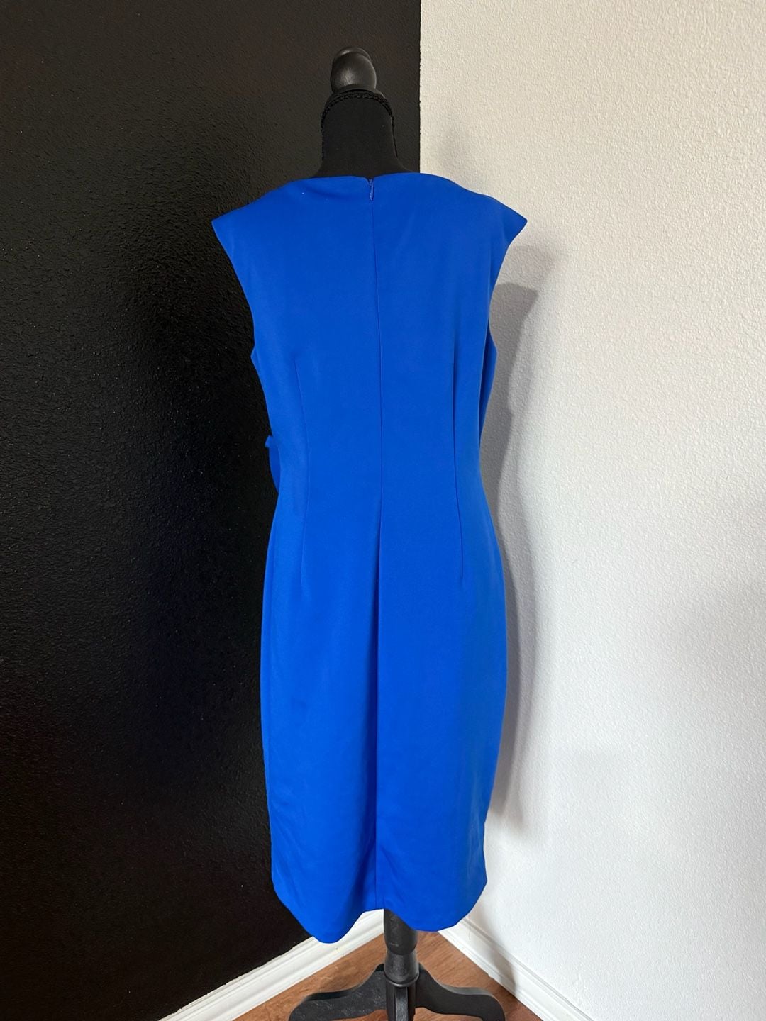Jessica Howard Sheath Dress Size 12 Cobalt Blue Floral Waist Accent 3