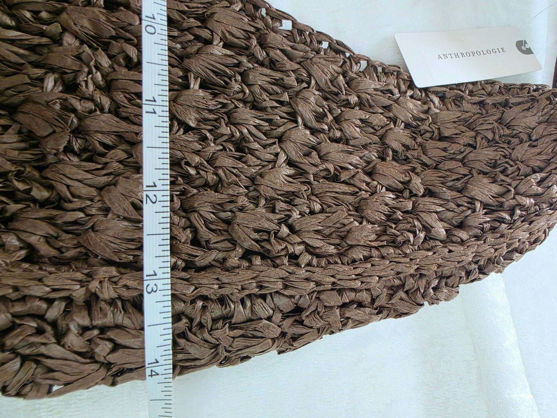 NWT Anthropologie Chocolate Brown Raffia Slouchy U-Shaped Shoulder Bag Boho 6