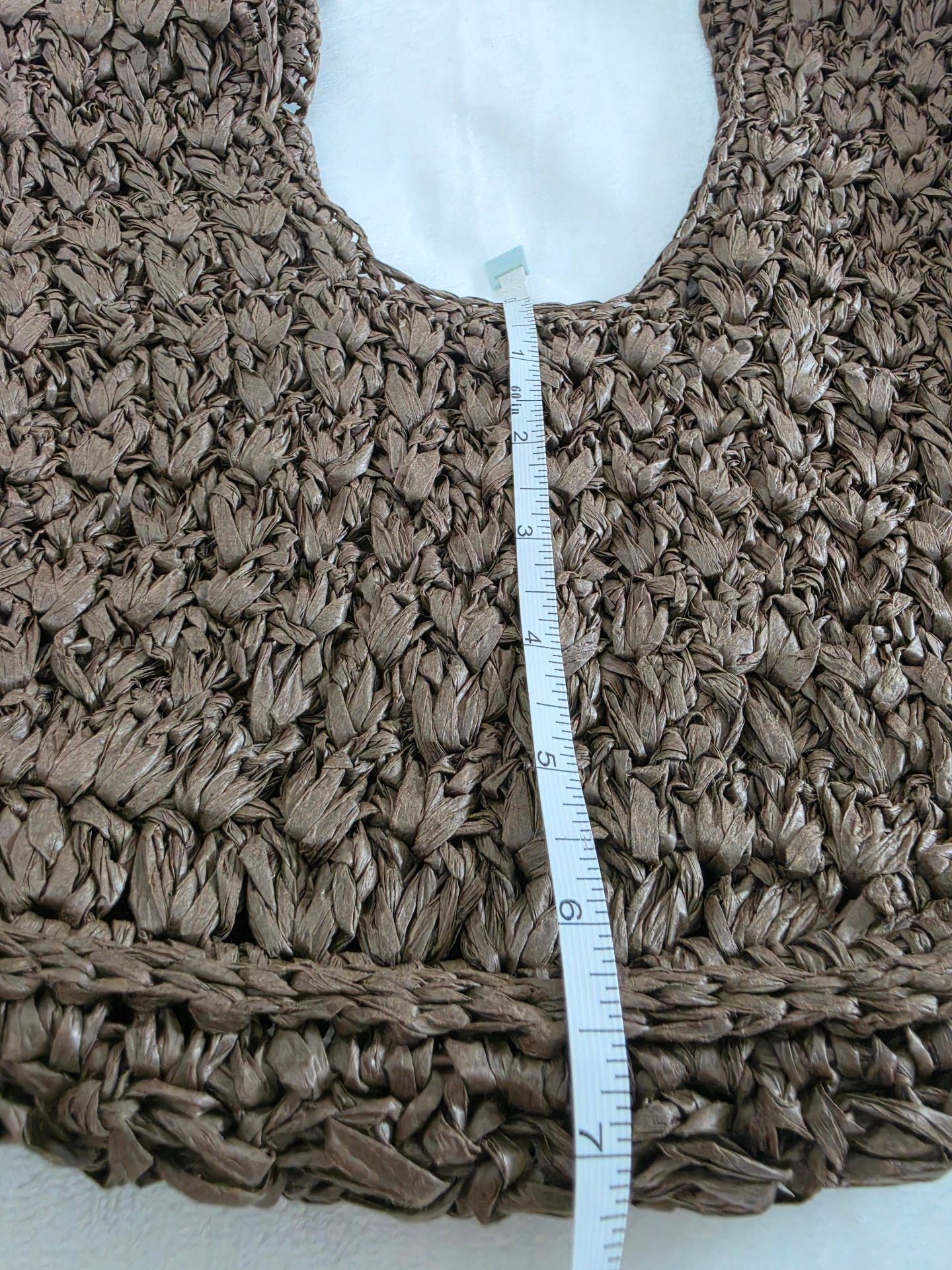 NWT Anthropologie Chocolate Brown Raffia Slouchy U-Shaped Shoulder Bag Boho 7