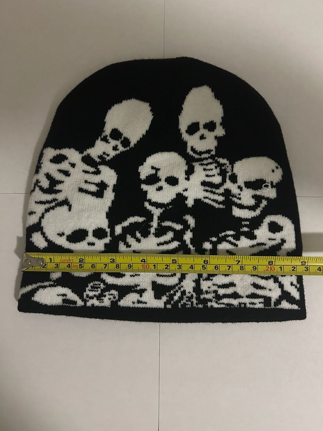 Unisex Y2K Skeleton Party Knitted Beanie Hat Black and White Gothic Grunge Skull Cap 3