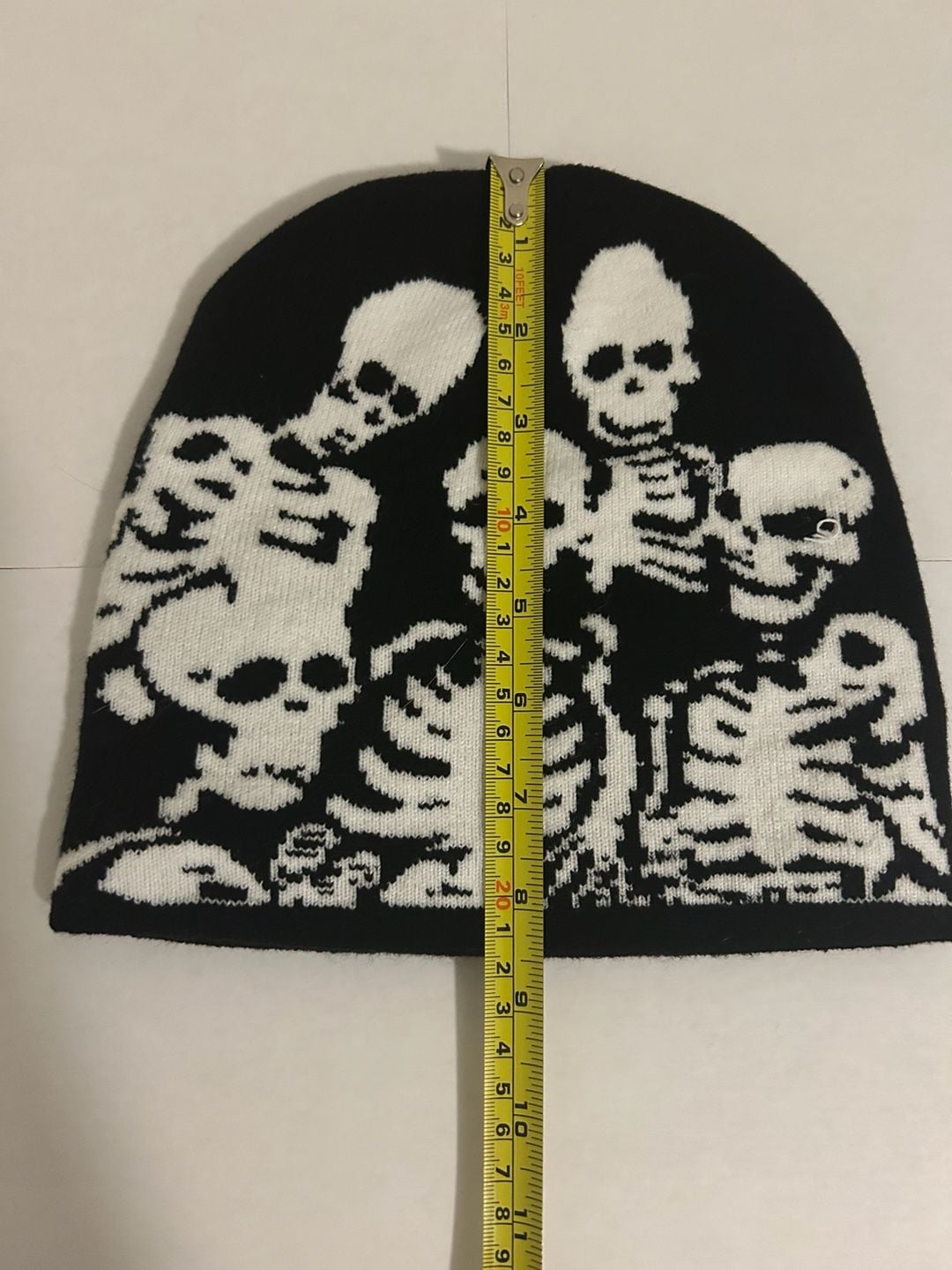 Unisex Y2K Skeleton Party Knitted Beanie Hat Black and White Gothic Grunge Skull Cap 4
