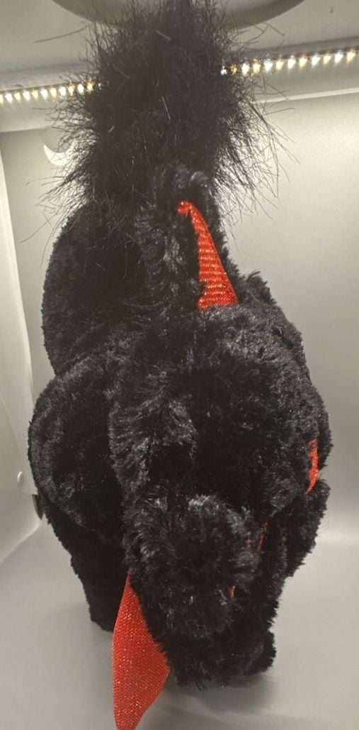Hug & Luv Halloween Black Red Vampire Cat Plush Decor Arched Back Hong Kong Vtg 12