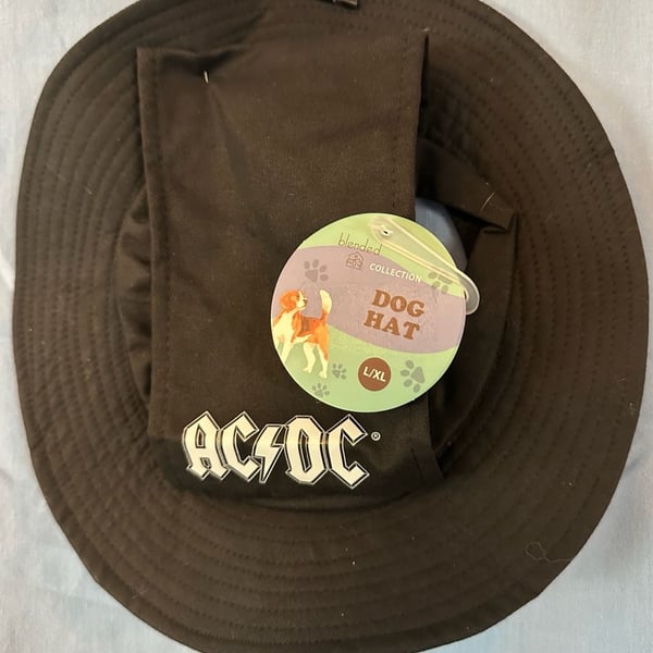 NWT - AC/DC Blended Collection Dog Hat Size L/XL Black Cotton Safari Boonie
