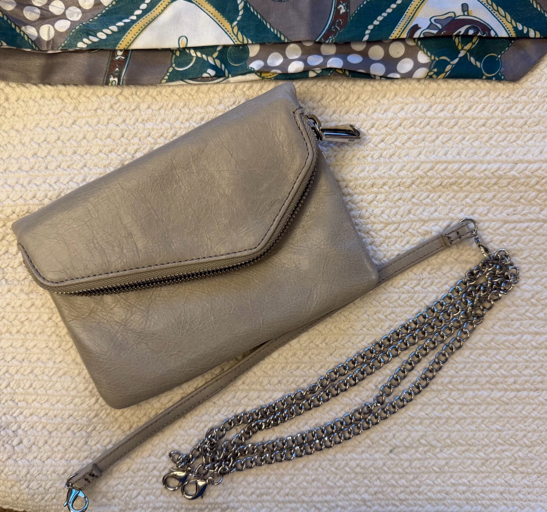 Hobo Gray Leather Crossbody Bag 5