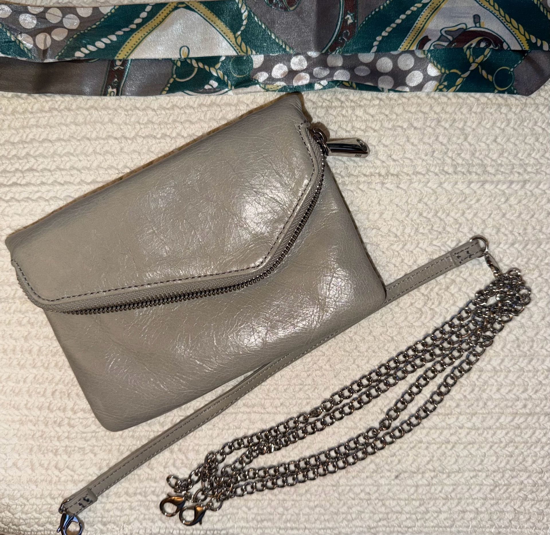 Hobo Gray Leather Crossbody Bag 11
