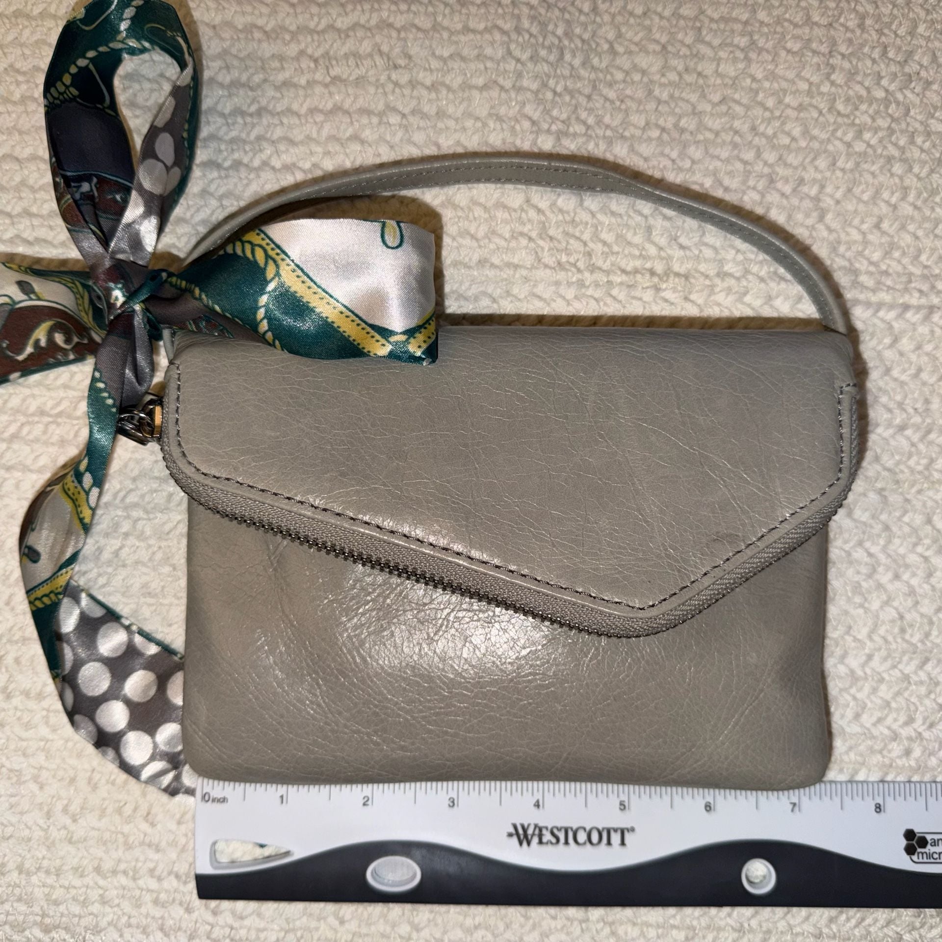 Hobo Gray Leather Crossbody Bag 14