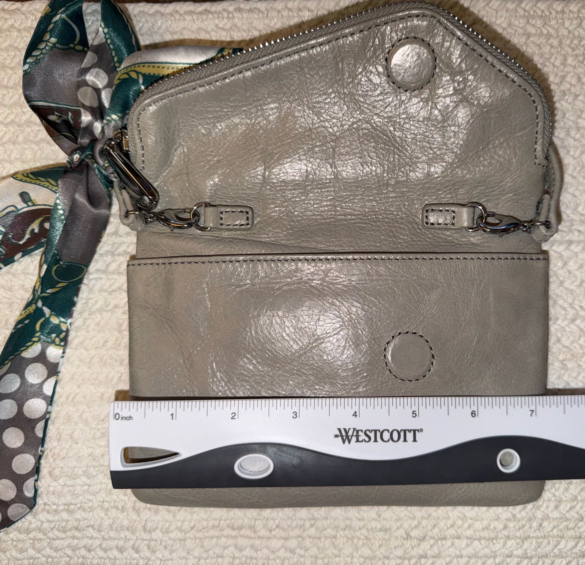 Hobo Gray Leather Crossbody Bag 15