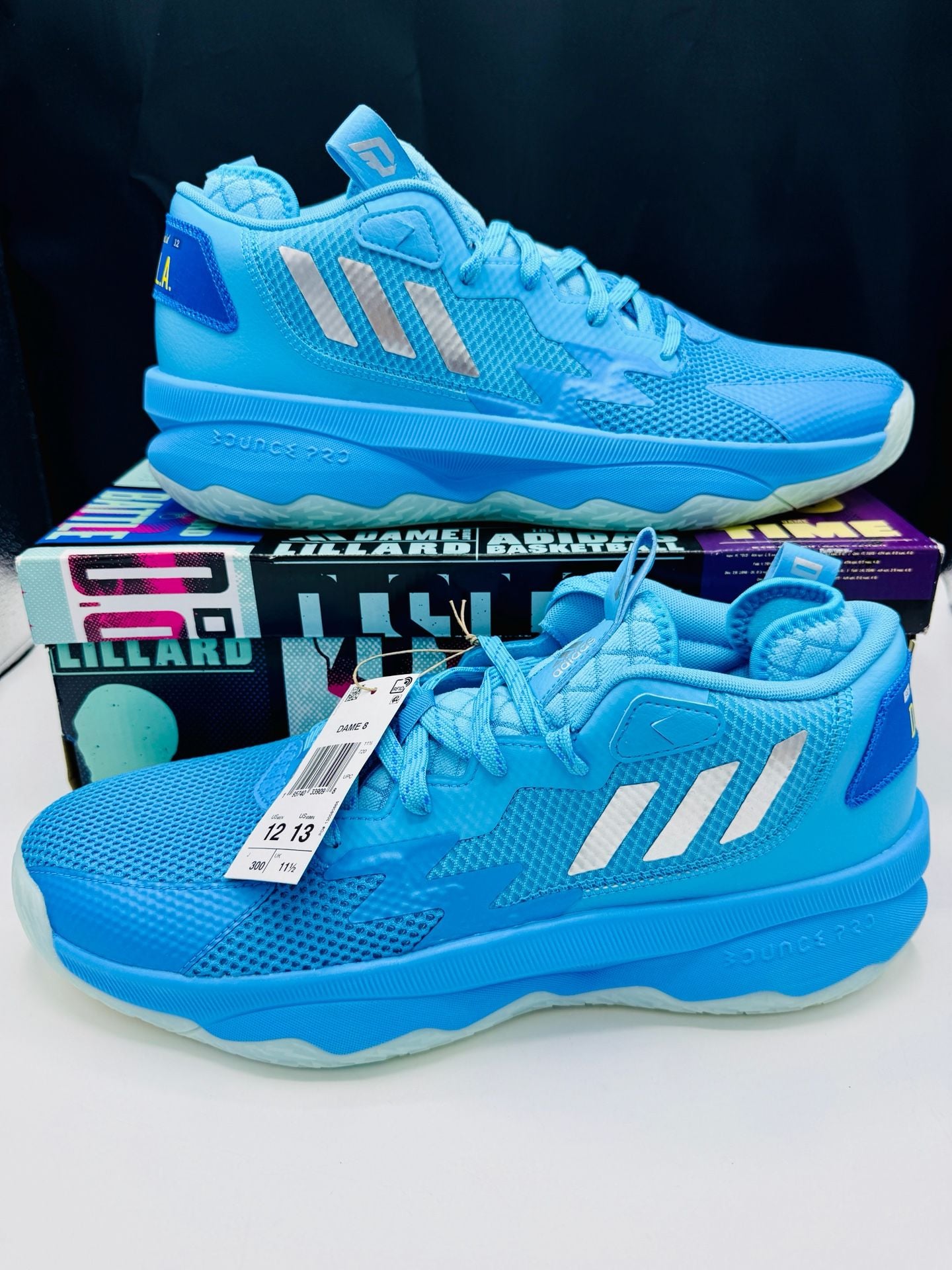Adidas Dame 8 Young Dolla Size 12 Signal Cyan Basketball Shoes GY6465 New!! 2