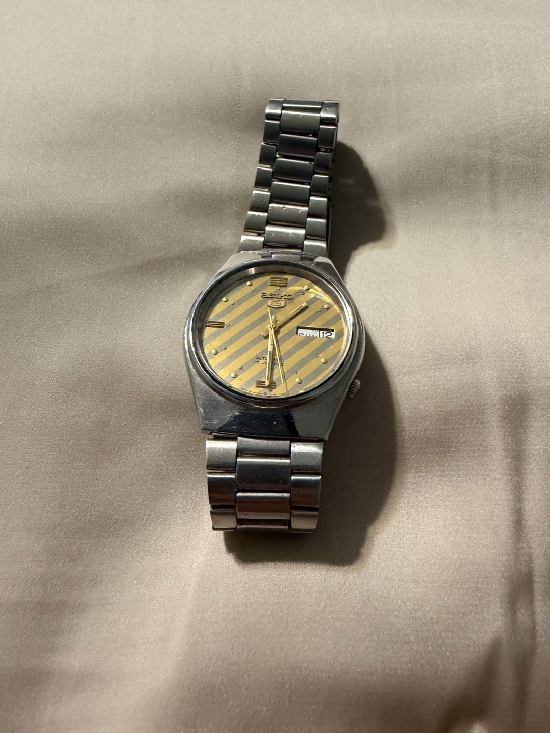 Seiko 5 Automatic 6309-7330 Vintage Men's Watch Yellow Striped Dial 2