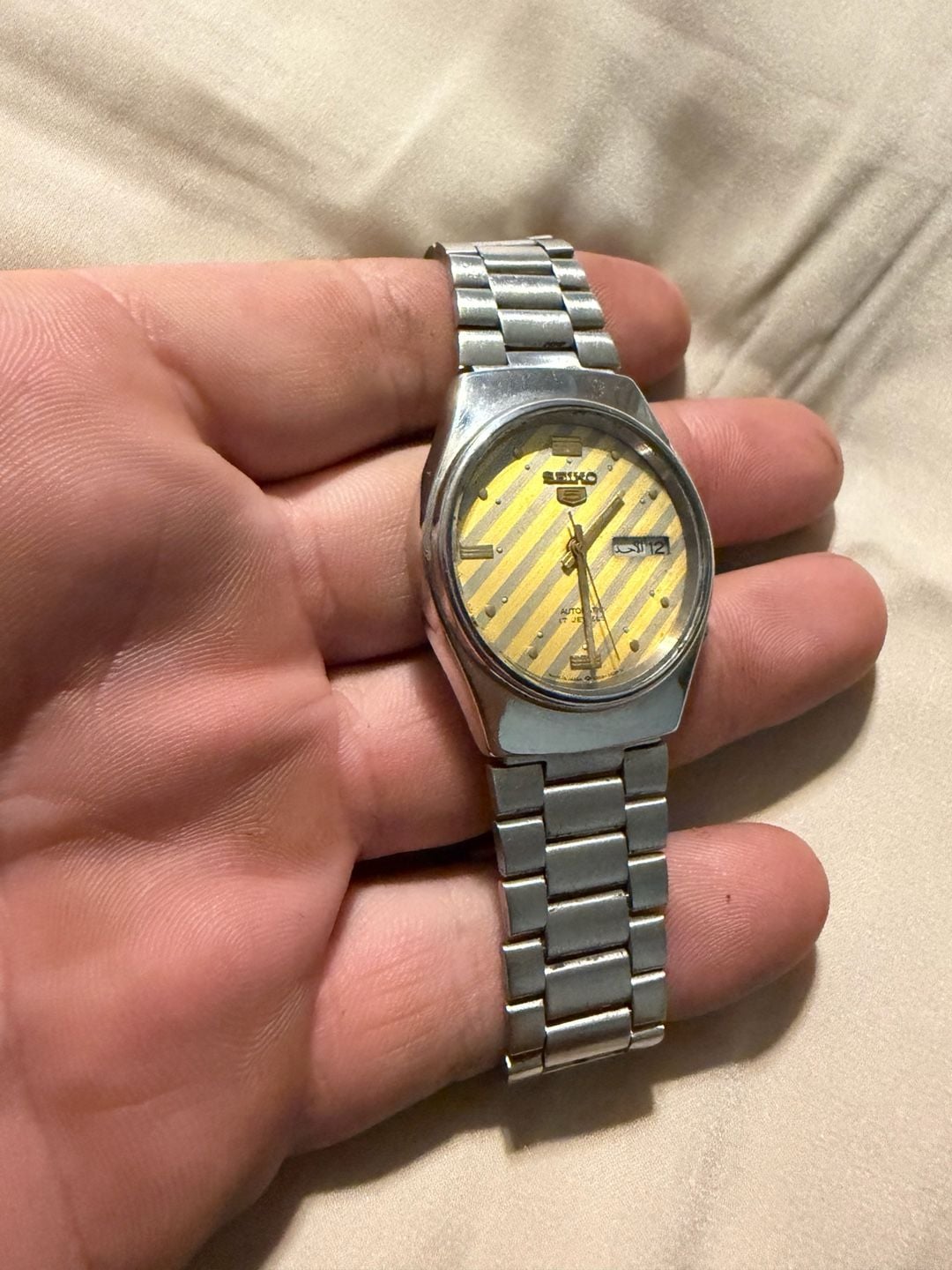 Seiko 5 Automatic 6309-7330 Vintage Men's Watch Yellow Striped Dial 5