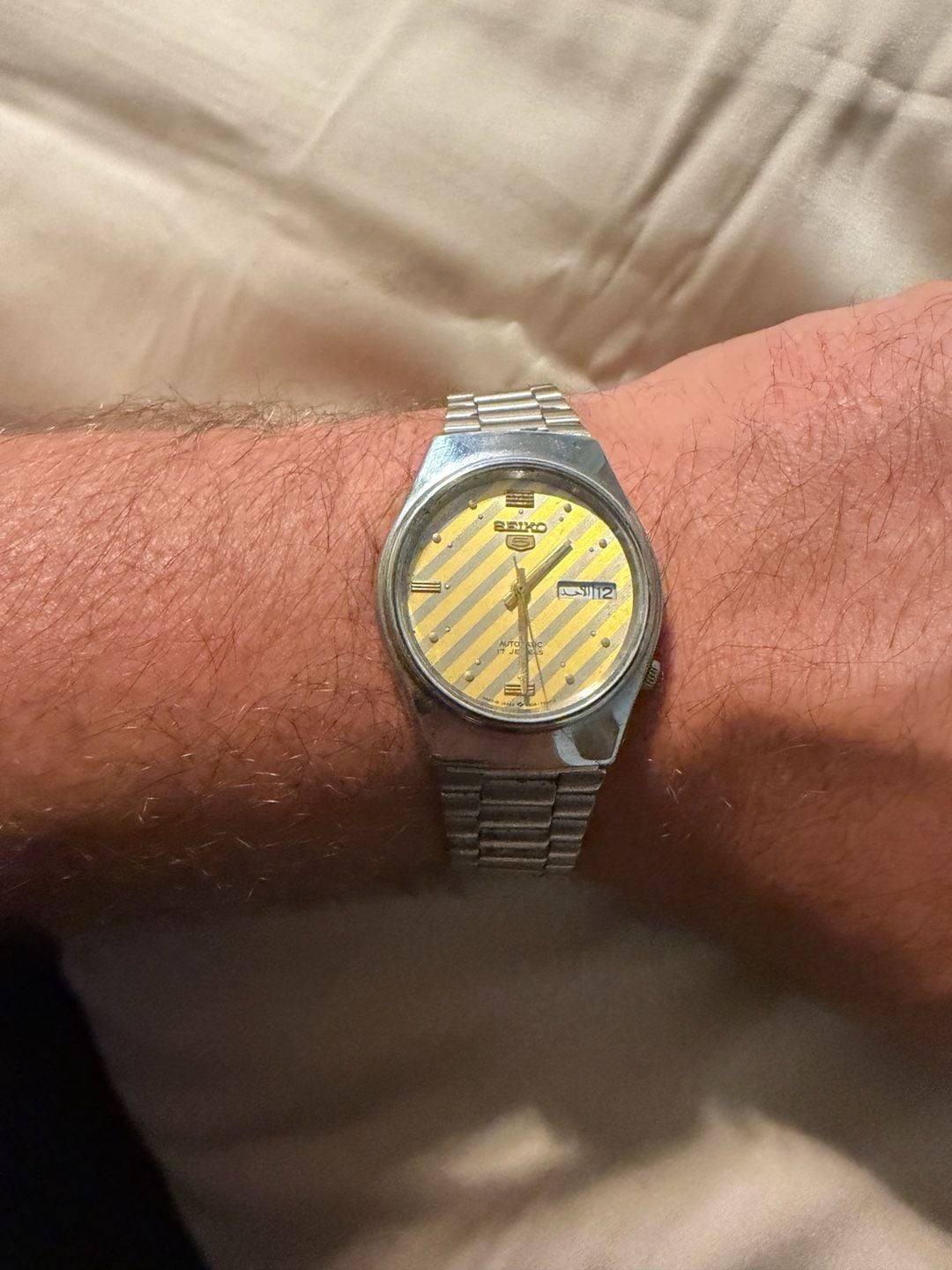 Seiko 5 Automatic 6309-7330 Vintage Men's Watch Yellow Striped Dial 8