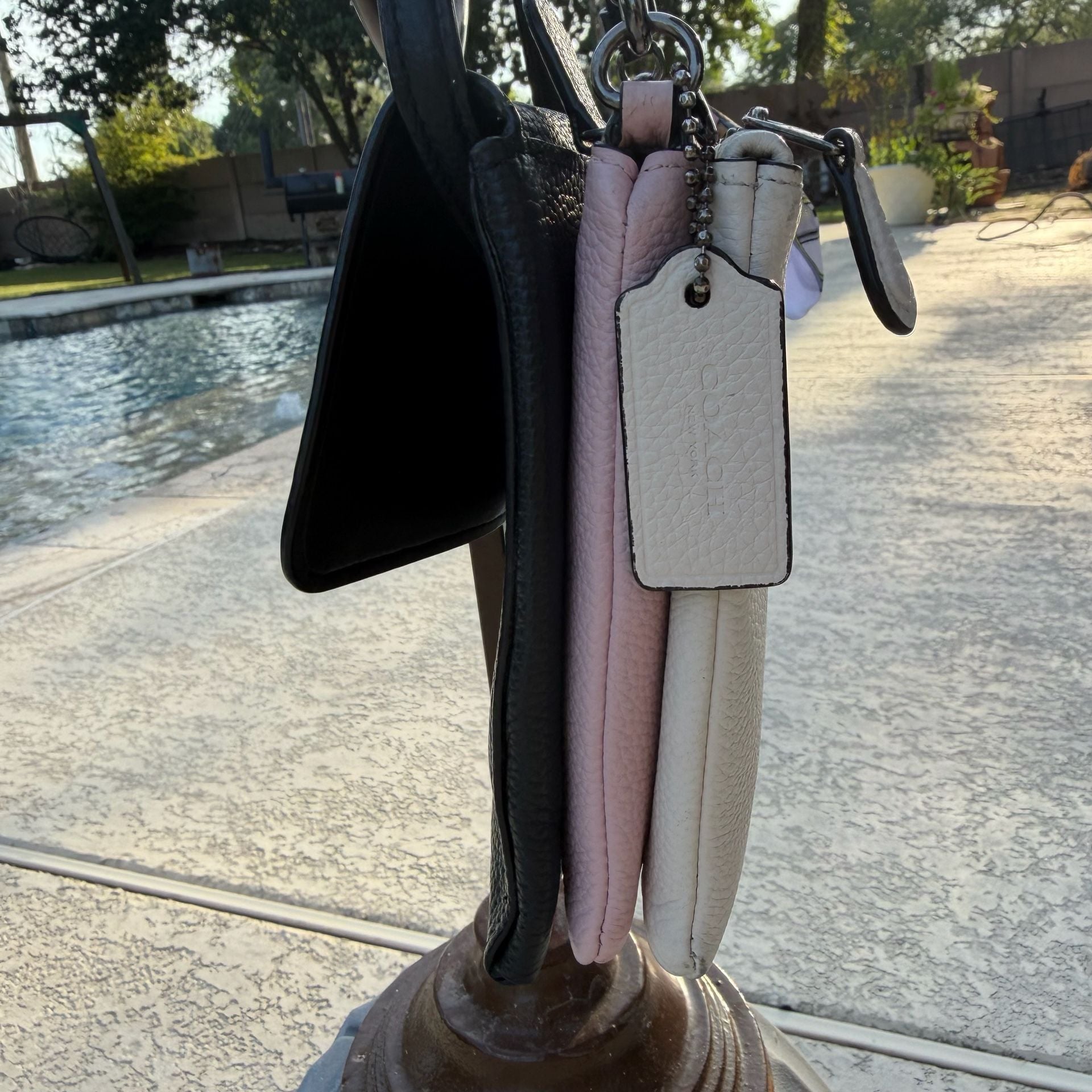 Coach 3 compartment, Black, Cream & Pink Leather Crossbody Bag 9