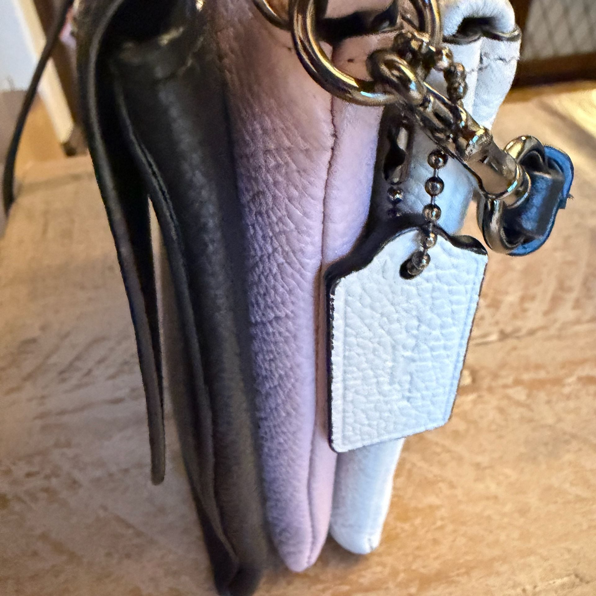 Coach 3 compartment, Black, Cream & Pink Leather Crossbody Bag 18