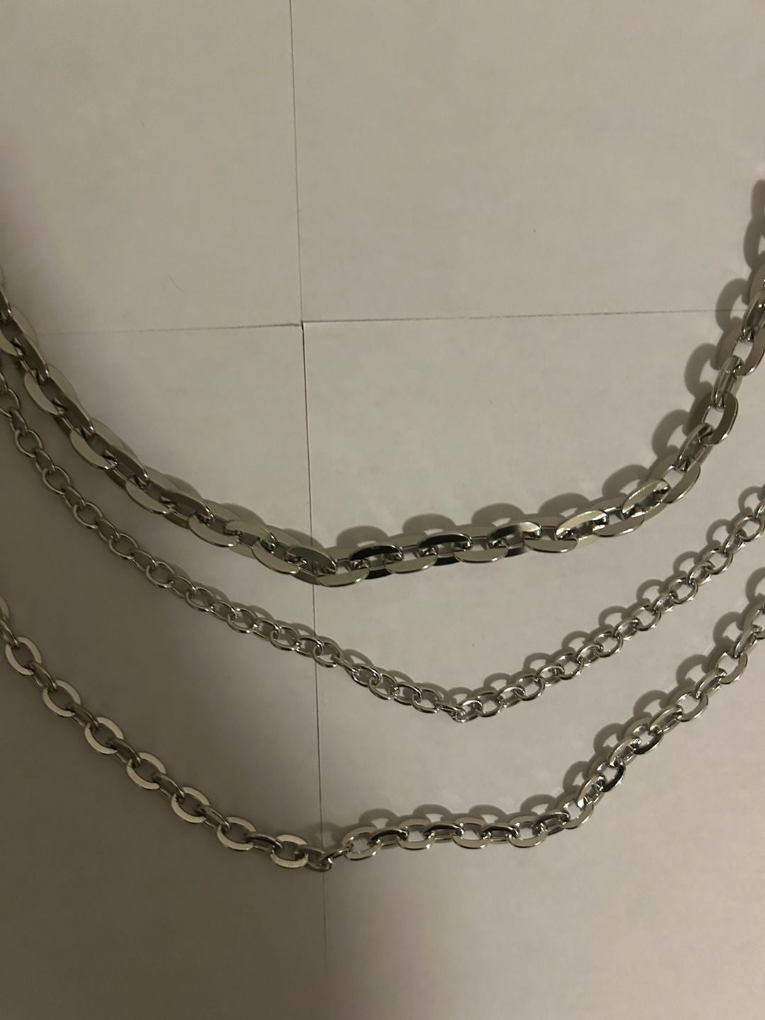 Triple Layered Multi-Chain Silver Tone Wallet or Belt Attachment Chain 7