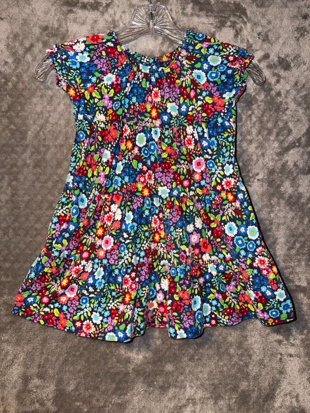 Green Cotton Garnet Hill Kids Floral Dress Size 04 100% Cotton 2