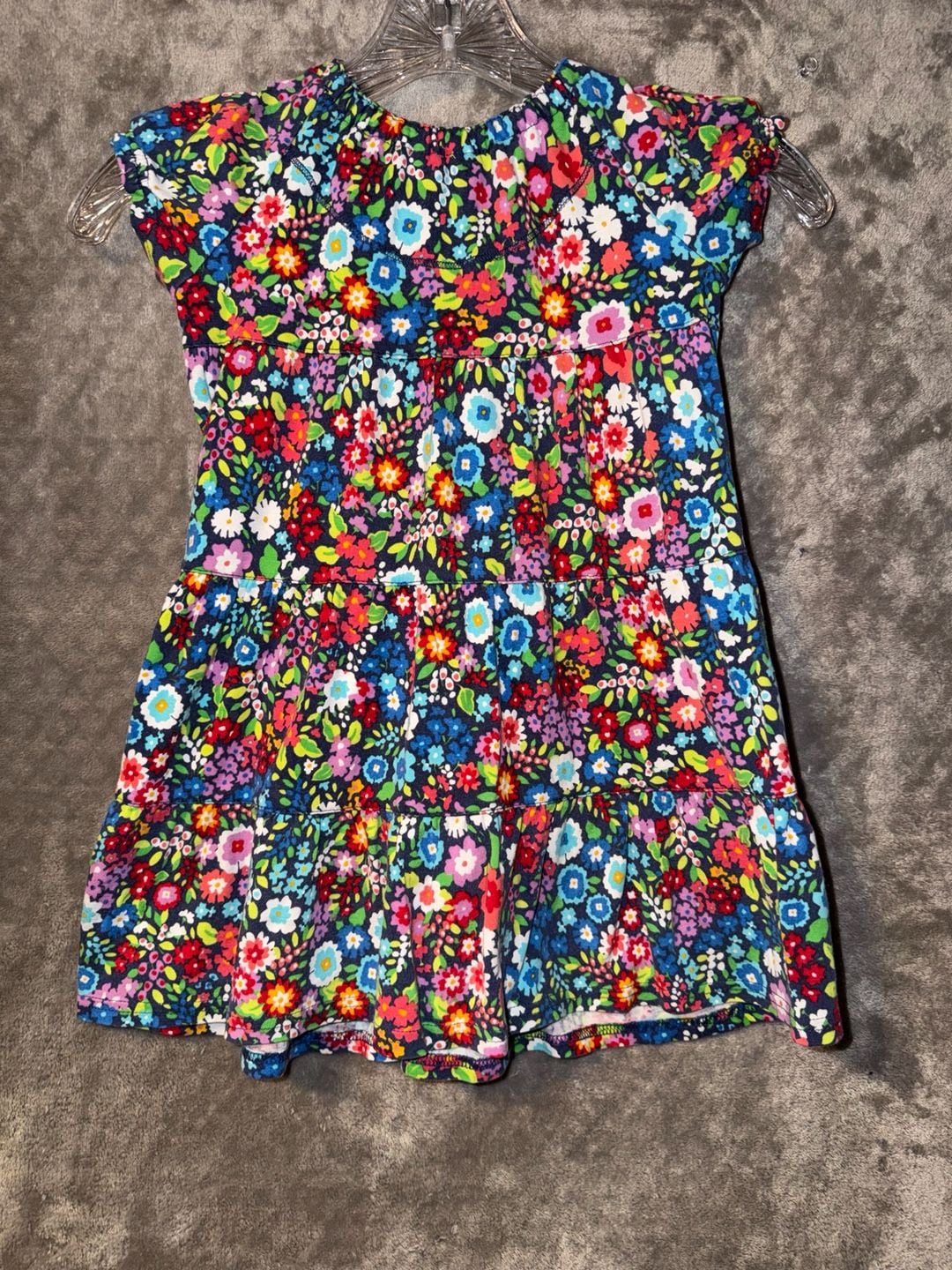 Green Cotton Garnet Hill Kids Floral Dress Size 04 100% Cotton 5