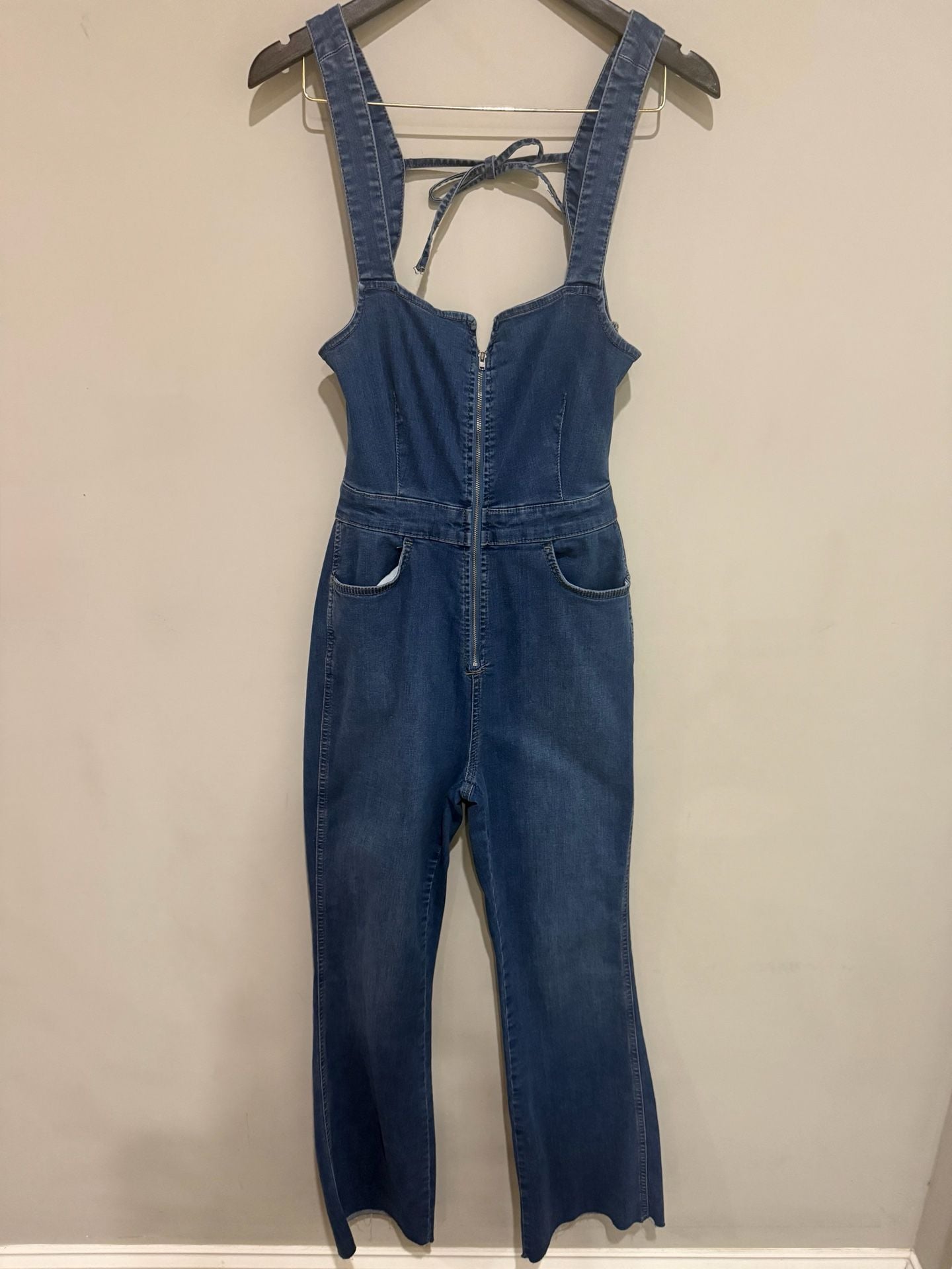We The Free Crvy 2nd Ave Bootcut Fit Jumpsuit Size 6 Blue Denim 3