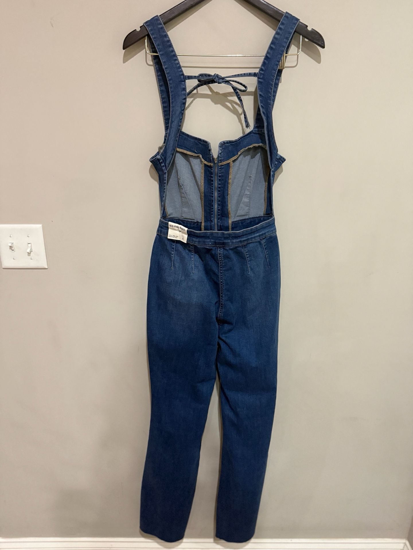 We The Free Crvy 2nd Ave Bootcut Fit Jumpsuit Size 6 Blue Denim 4