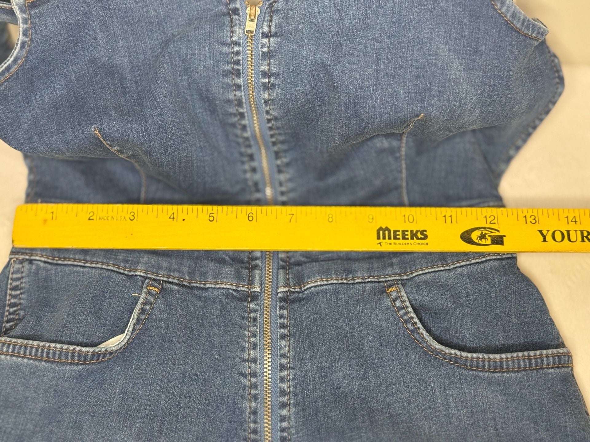 We The Free Crvy 2nd Ave Bootcut Fit Jumpsuit Size 6 Blue Denim 12