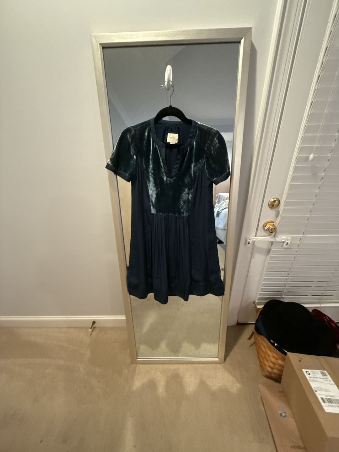 Maeve Ingrid Velvet Tunic Dress Size XS Dark Teal 2