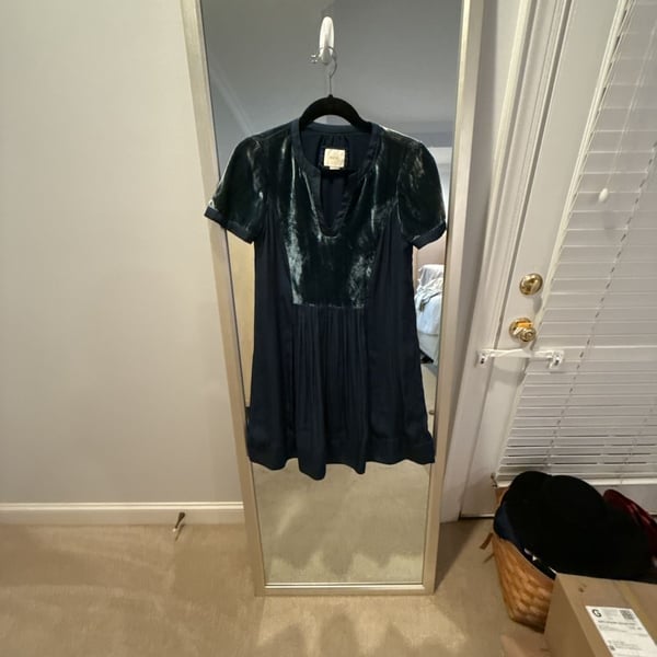 Maeve Ingrid Velvet Tunic Dress Size XS Dark Teal
