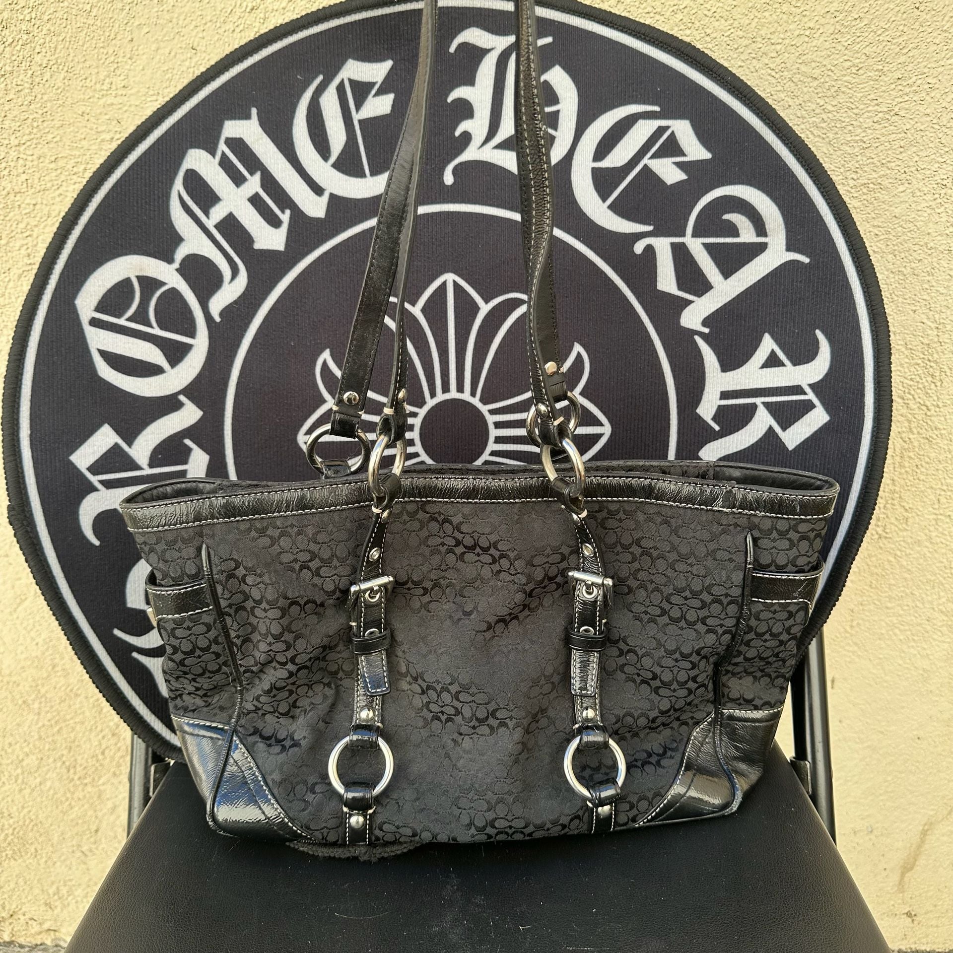 Vintage Y2K Coach Soho Mini C Canvas Tote Bag Black 2