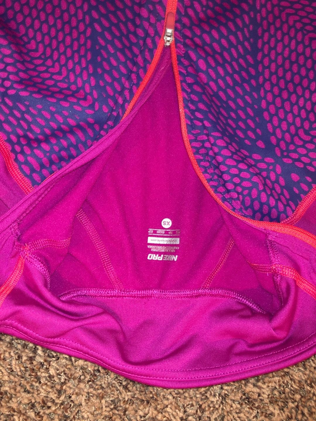 Nike Pro Dri-Fit 1/2 Zip Pullover Size XS Pink Pattern Long Sleeve 3