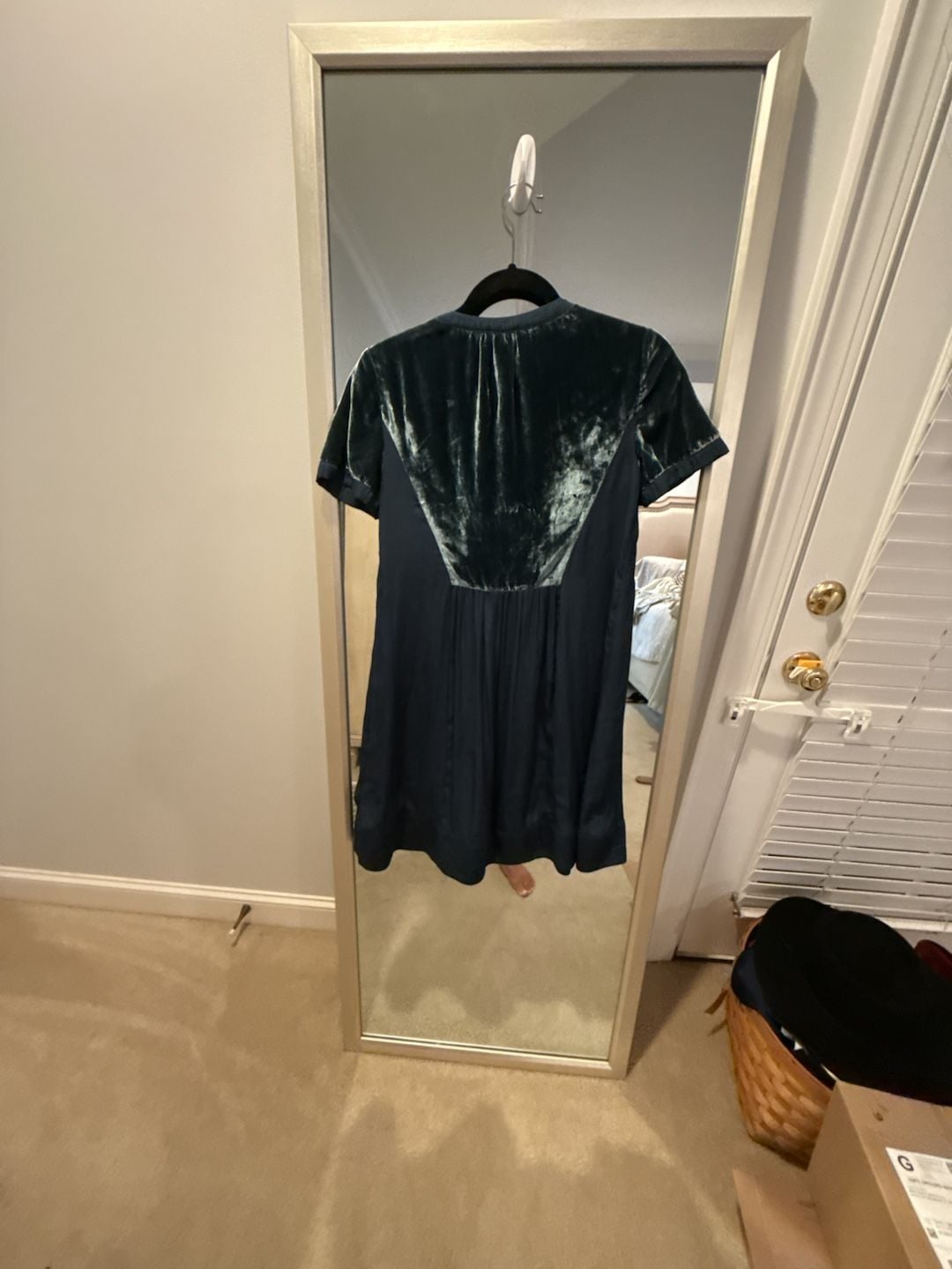 Maeve Ingrid Velvet Tunic Dress Size XS Dark Teal 6