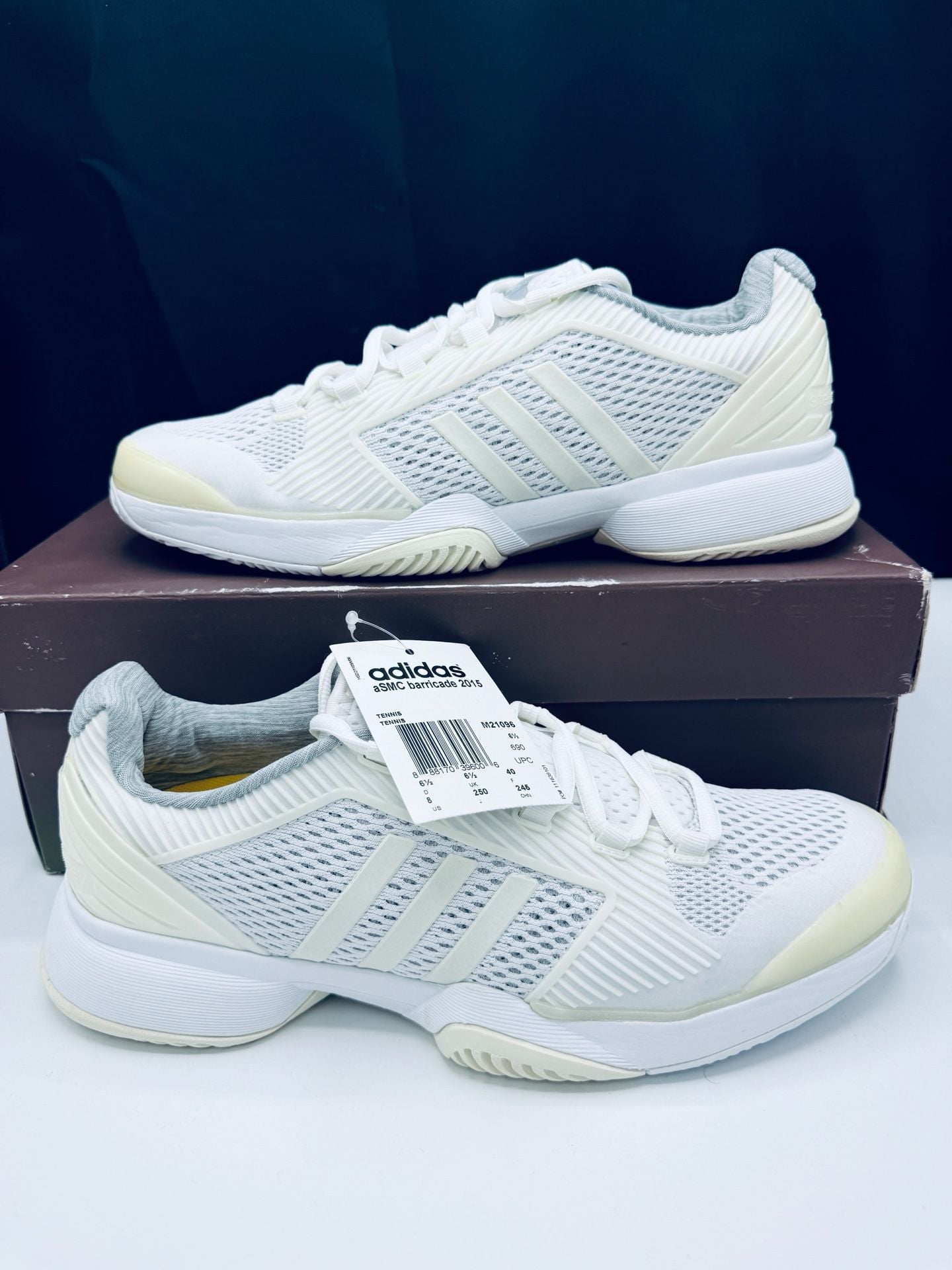 Adidas by Stella McCartney Barricade 2015 Size 8 White Tennis Shoes m21096 New! 2