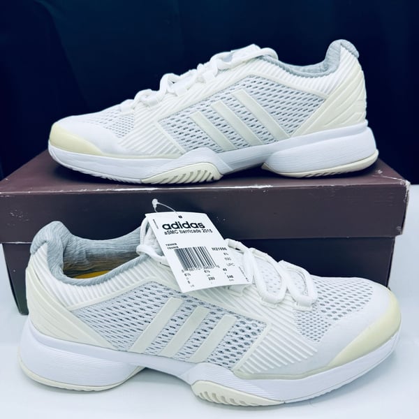 Adidas by Stella McCartney Barricade 2015 Size 8 White Tennis Shoes m21096 New!